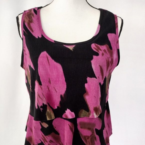 Notations Black Textured Ruffled Tiered Sleeveless Blouse Size M - Picture 7 of 10